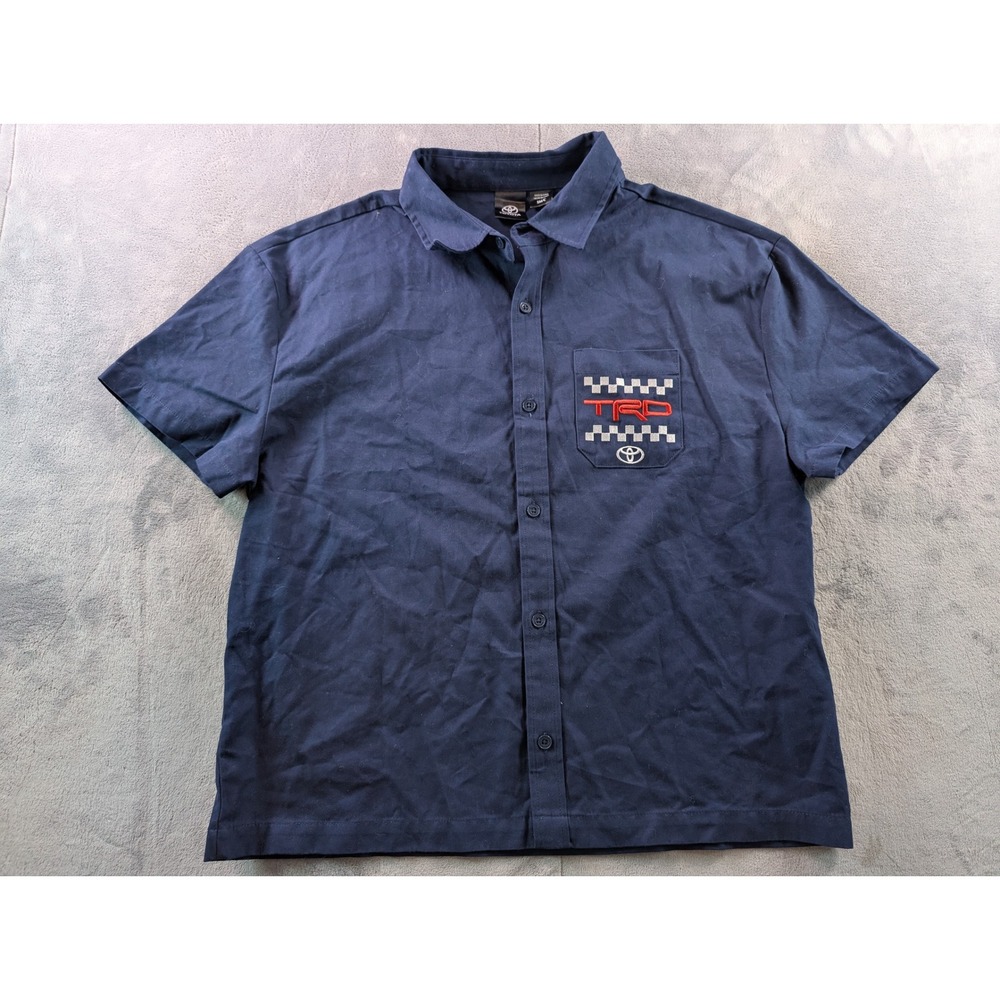 Toyota Racing Development TRD Navy Blue Short Sleeve Button Down Team Shirt S